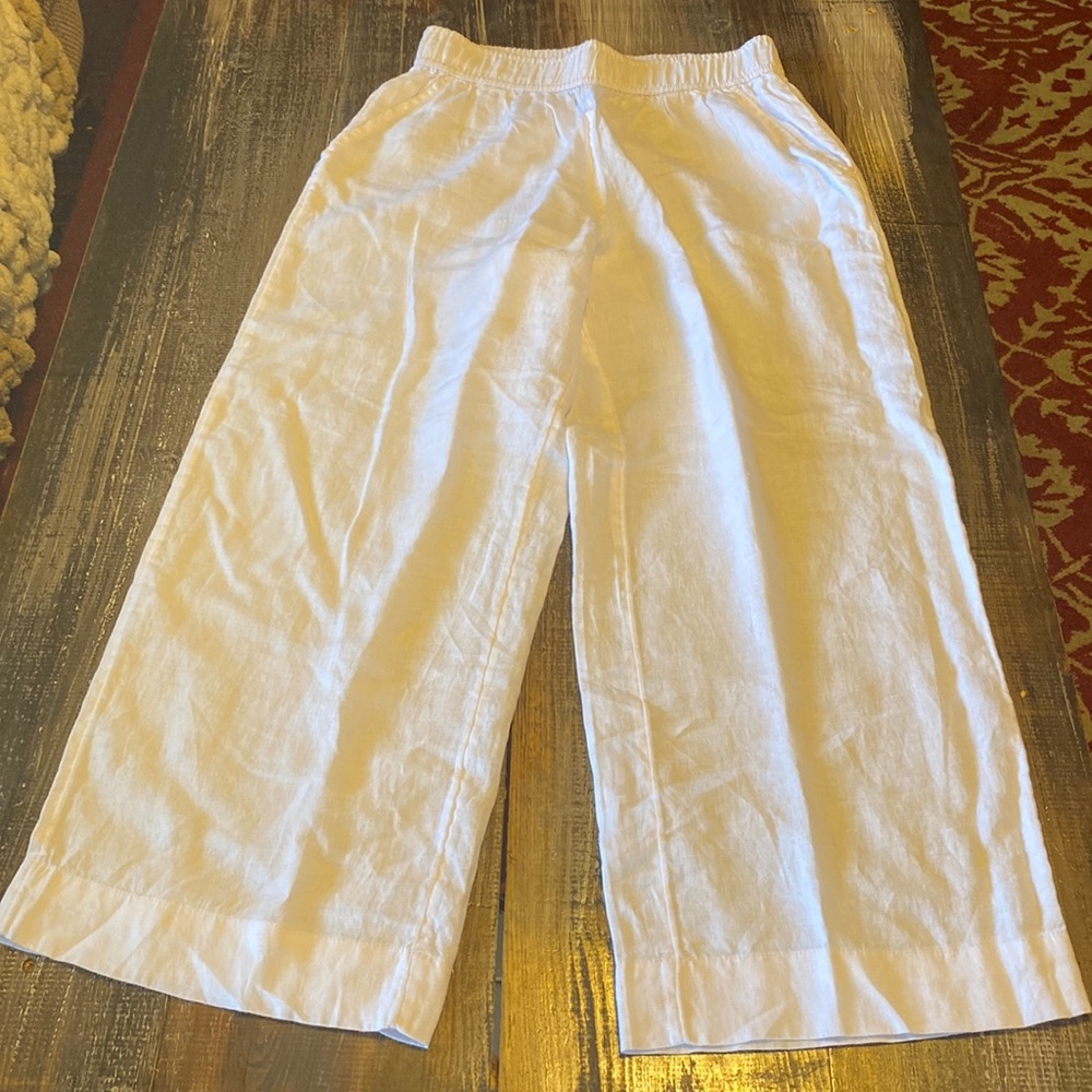 White linen pants